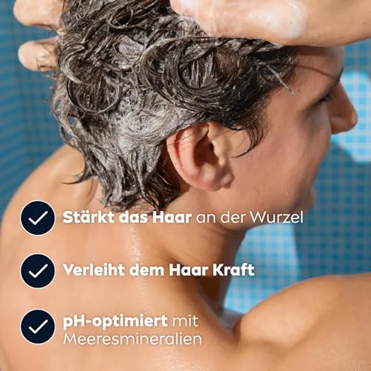 NIVEA MEN Strong Power Shampoo (250 ml), kräftigendes Shampoo mit Meeresmineralien, für kraftloses Haar, pH-optimierte Formel, vegan, ohne Silikone und Mikroplastik – Bild 2