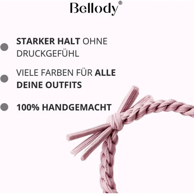 Bellody® Original Haargummis - Stylisch geflochtener Haargummi mit starkem Halt (4er Set - Mellow Rose) - Damen Haarschmuck in Hell Rosa – Bild 2