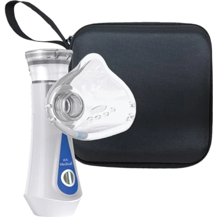 IEA Medical Inhalator Set mit Hardcase, tragbarer Vernebler mit Mikrovernebelung, USB-C aufladbar, verschiedene Mundstücke für Kinder und Erwachsene – Bild 1