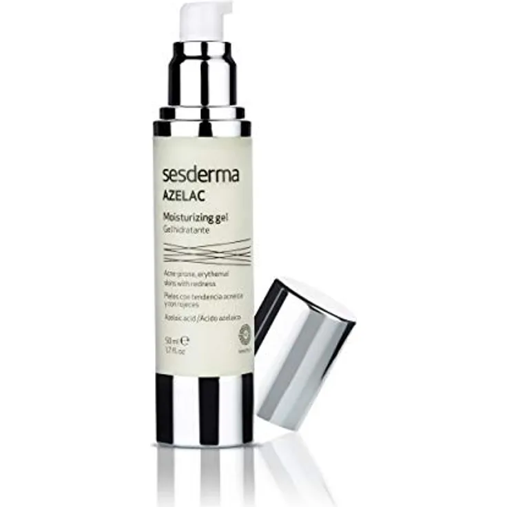 Sesderma Azelac Feuchtigkeitsgel, Tägliche Feuchtigkeitspflege für empfindliche Haut, Rosacea-Haut, Fettige Mischhaut, Rötungen, Grünes Pigment, 50ml