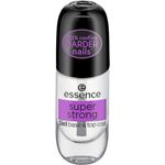 essence super strong 2in1 base & top coat, Unter- und Überlack, transparent, stärkend, Expressergebnis, schnelltrocknend, natürlich, glänzend, ohne Aceton, vegan, Mikroplastik Partikel frei (8ml)