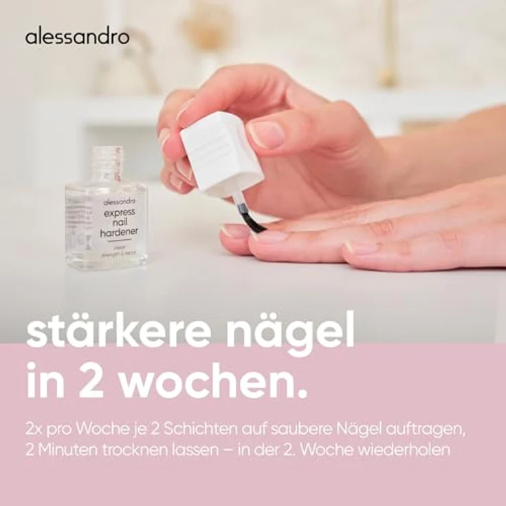 Alessandro Express Nail Hardener, Nagelhärter für Damen mit Eisen- und Calcium-Komplex, 10 ml, transparent – Bild 5