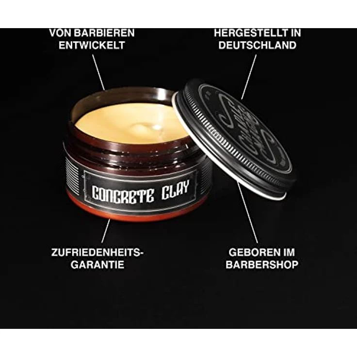 Charlemagne Concrete Clay Pomade - 100 ml Herren-Haarstyling - Licht Halt, fettfreie Textur, mattes Finish, wasserbasiert, Made in Germany – Bild 4