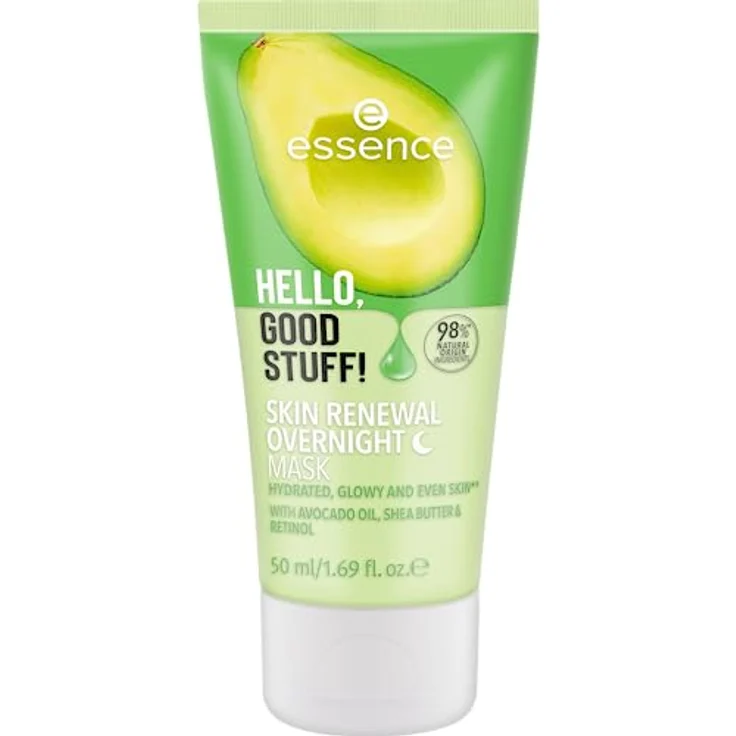 essence HELLO, GOOD STUFF! SKIN RENEWAL OVERNIGHT MASK, Nachtcreme, Transparent, feuchtigkeitsspendend, vegan, ohne Parabene, ohne Mikroplastikpartikel, Nanopartikel frei, 1er Pack (50ml) – Bild 1