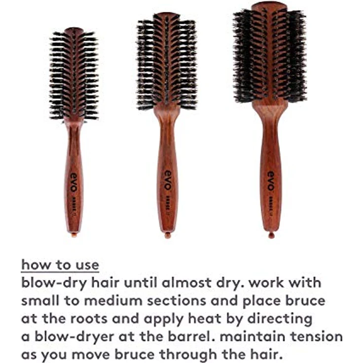 Evo bruce bristle radial brush 28mm I kleine Stylingbürste mit natürlichen Wildschweinborsten I Haarbürste Frauen, Damen und Herren I aus zertifiziertem Holz hergestellt – Bild 4