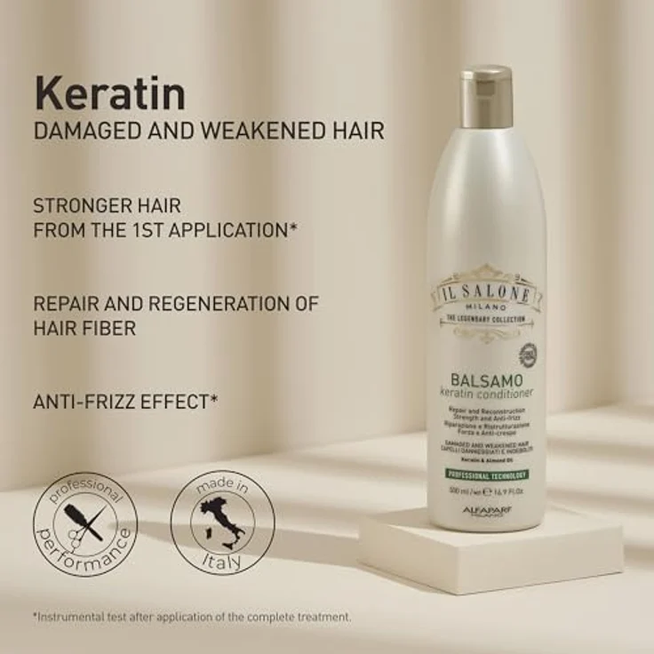Alfaparf Milano Il Salone Milano Keratin, Conditioner für beschädigtes Haar, 500 ml, nährt und schützt vor Umwelteinflüssen – Bild 7