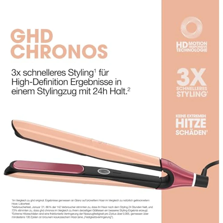 ghd Jelly Chronos Styler, Glätteisen in Sunkissed Peach mit HD Motion-Responsive™ Technologie, 2,7 m Kabel und Hitzeschutz-Etui – Bild 3