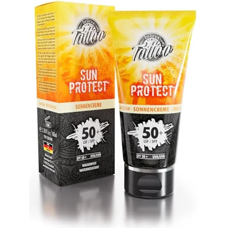 Believa Tattoo Sonnencreme SPF 50+, hochwirksamer Sonnenschutz für Tattoos, 100ml