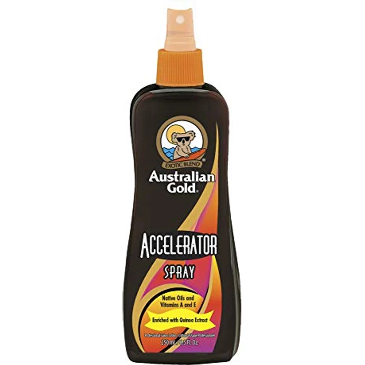 Australian Gold Selbstbräunungslotion Accelerator Spray 250ml, „Cocoa Dreams“ Duft, ohne Bronzer, hautpflegende Formel mit Vitaminen und Pflanzenextrakten – Bild 1