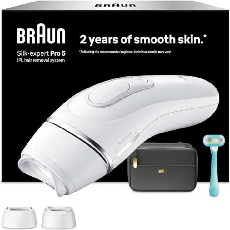 Braun Silk-Expert Pro 5 PL5234, IPL-Epilierer mit Hautsensor und 400.000 Lichtblitzen, Weiß, Akku – Bild 1