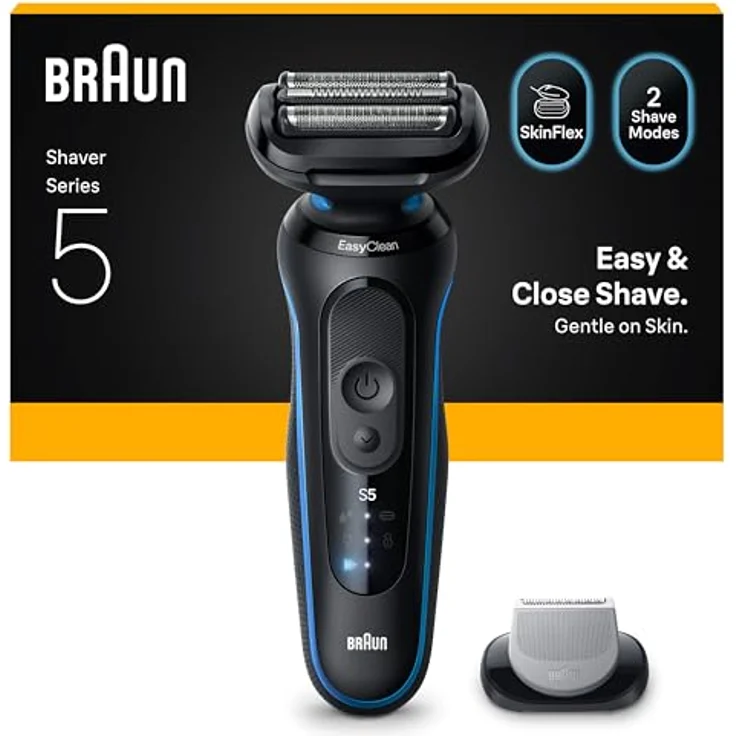 Braun Elektrorasierer Series 5 52-B1600s, 100% wasserdicht, Körperpflege-Aufsatz, bis zu 50 Min Laufzeit, Made in Germany – Bild 1