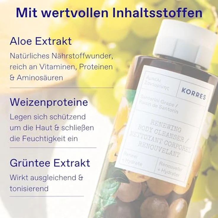 KORRES SANTORINI GRAPE Revitalisierendes Duschgel, XL 400ml-Format, vegan – Bild 3