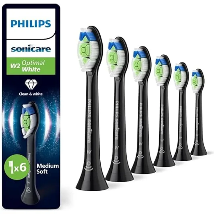 PHILIPS Sonicare HX6066/88 Optimal White, 4er-Pack Aufsteckbürsten mit diamantförmigem Borstenbereich und BrushSync Technologie