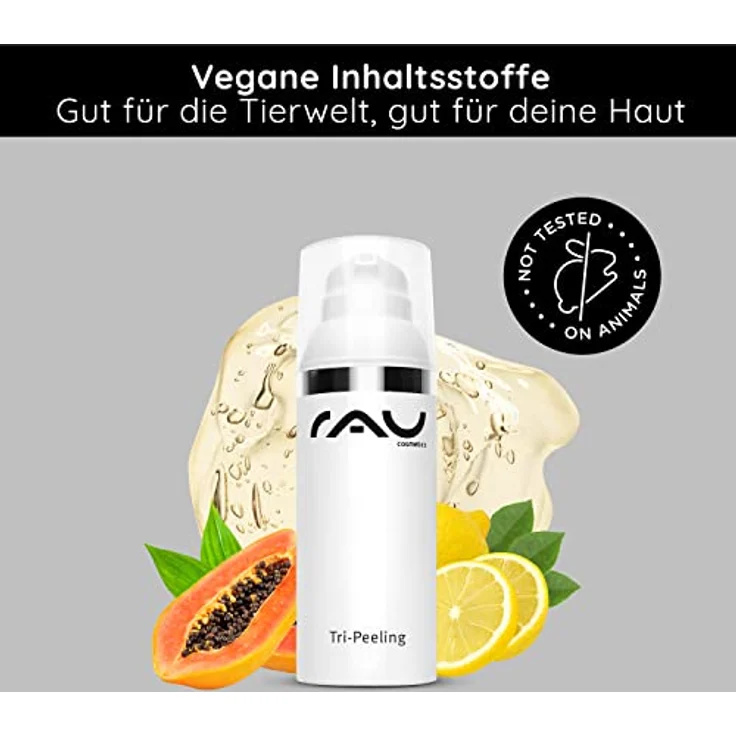 RAU Cosmetics Peeling Gesicht Enzympeeling & Fruchtsäurepeeling Tri-Peeling 50 ml - Gesichtspeeling mit Papaya & Weißer Tee - Anti-Aging, Tiefenreinigung, Anti-Pickel - Aufhellung von Pigmentflecken – Bild 5