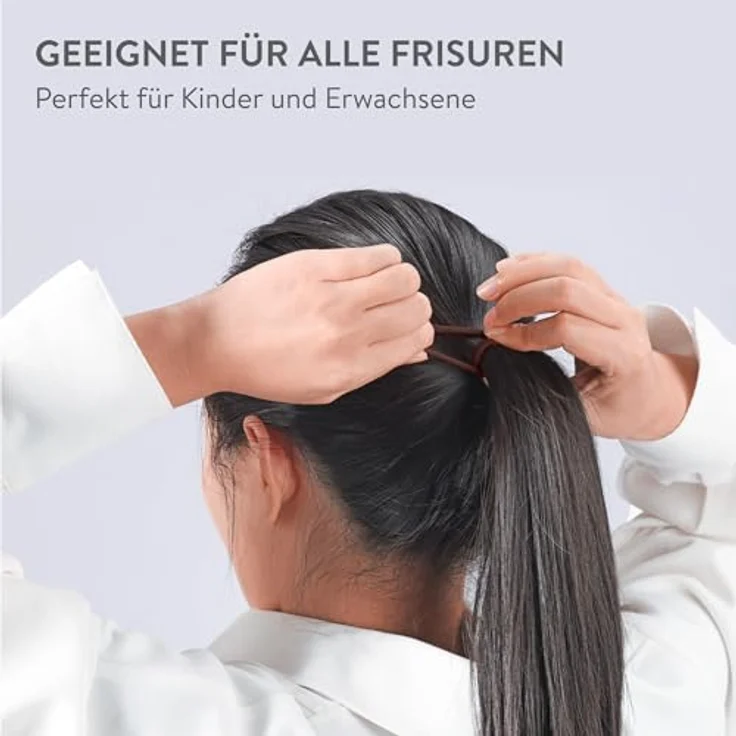 H&S Haargummi Set, braun, 100 Stück Zopfgummis 4mm - weich, elastisch, metallfrei, für alle Haartypen – Bild 2