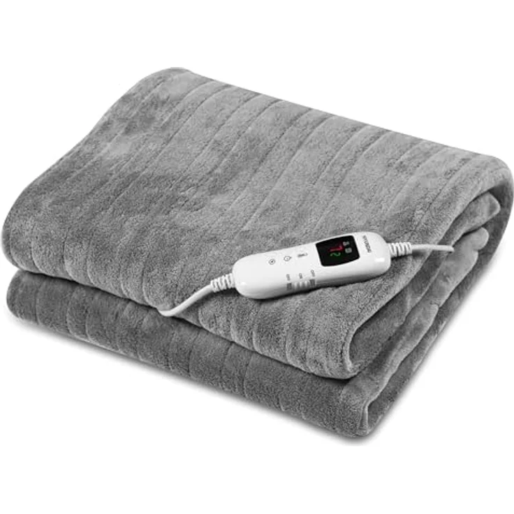 ETA Heizdecke Hyundai CCH130, elektrische Heizdecke aus Microfleece mit 6 Heizstufen, 30-45 °C und Timer, geeignet für Einzelbetten – Bild 1