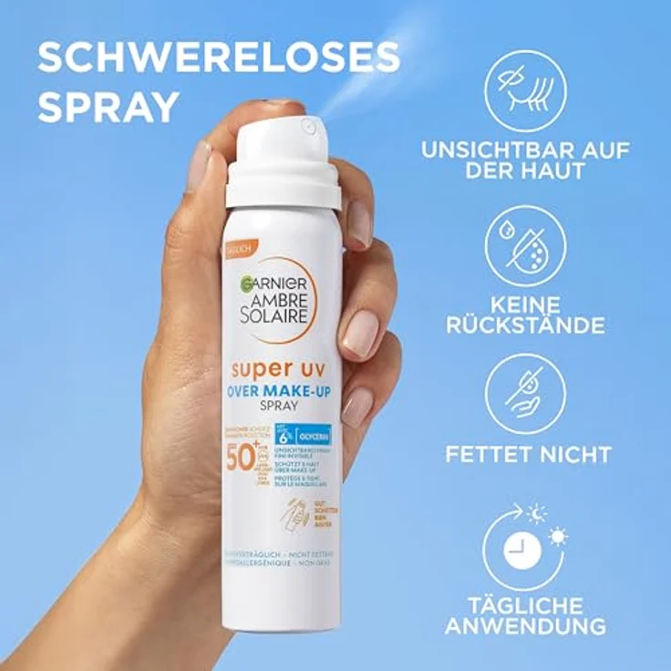 GARNIER Ambre Solaire Super UV Over Make-Up Spray, LSF 50, unisex, 75 ml Sonnenschutz und Hautpflege – Bild 4