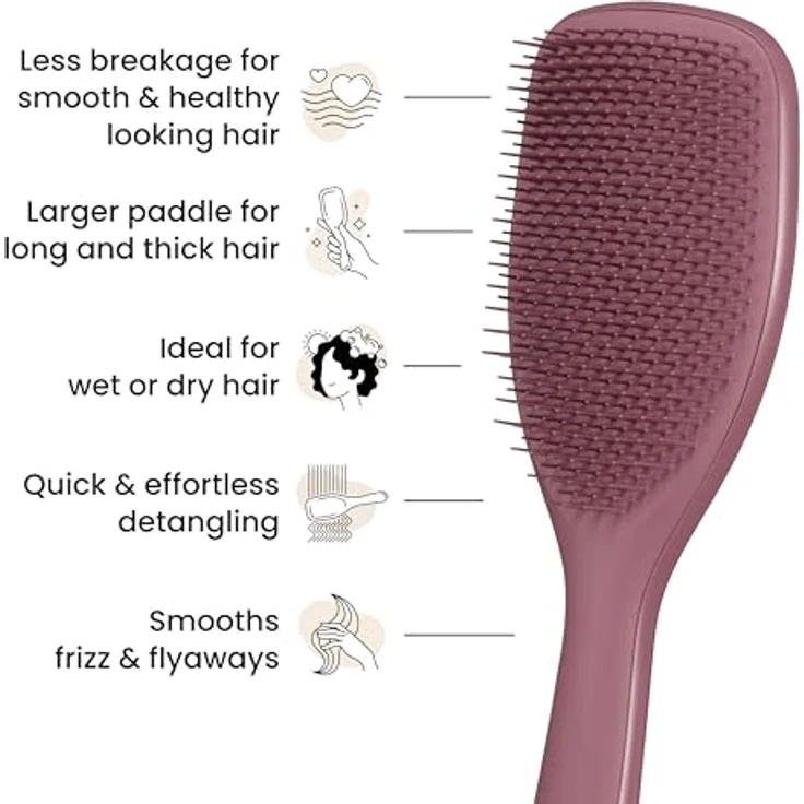 Tangle Teezer Große Ultimate Detangler Haarbürste, für nasses & trockenes Haar, zweistufige Borsten für dickes, lockiges & langes Haar, rosa Samt – Bild 5