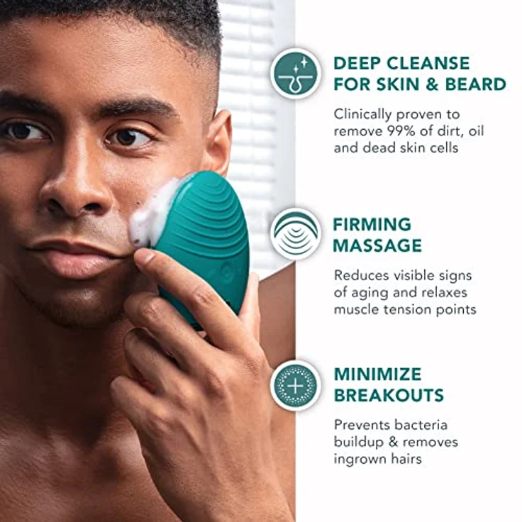 FOREO LUNA 4 MEN Gesichtsreinigungsbürste für Haut und Bart & straffende Massage - Anti Aging-Pflege - Verbessert Aufnahme von Gesichtspflegeprodukten - App-Verbindung - USB-aufladbar - Wasserdicht – Bild 2