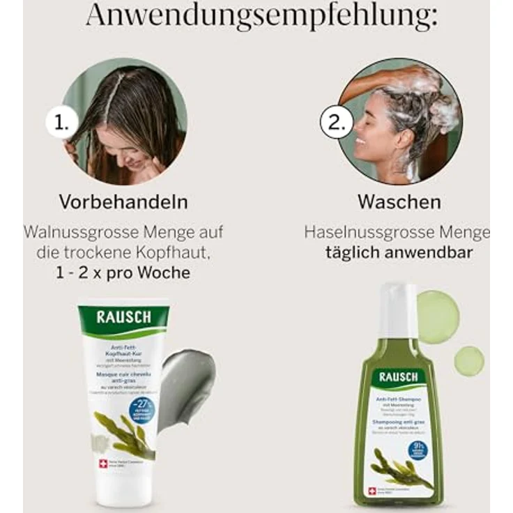Rausch Anti-Fett-Shampoo mit Meerestang, 200 ml - effektive Fettregulierung für frisches Haar – Bild 7