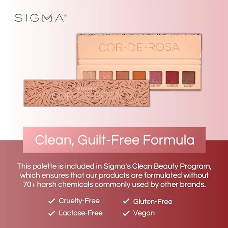 Sigma Beauty Cor-de-Rosa Lidschattenpalette, 7,56 g, vegane Farben mit schimmernd-mattem Effekt für vielseitige Make-up-Looks – Bild 6