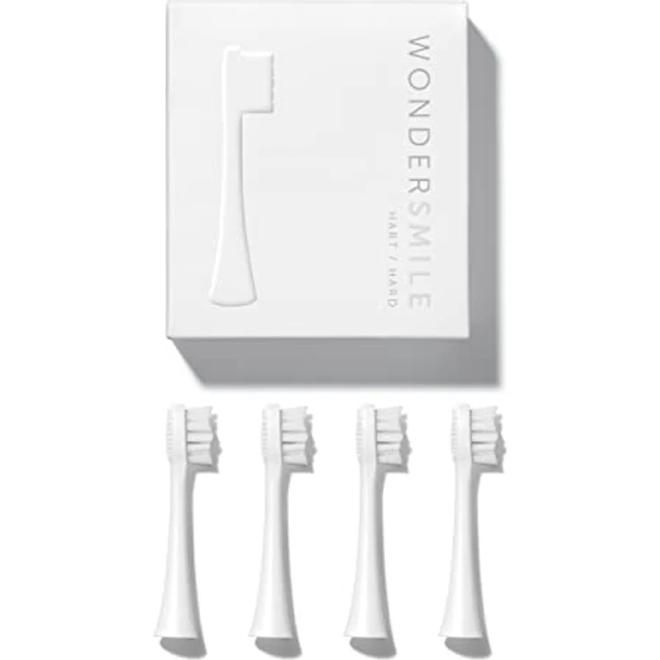 Wondersmile Ersatzbürsten Schallzahnbürste (Hard, All White, 4er Pack) - Bürstenköpfe für Wondersmile Schallzahnbürste – Bild 1