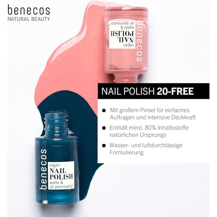 Benecos Nail Polish Sharp, Farbton: Rosa 5 ml, Farbton: Rosa – Bild 3