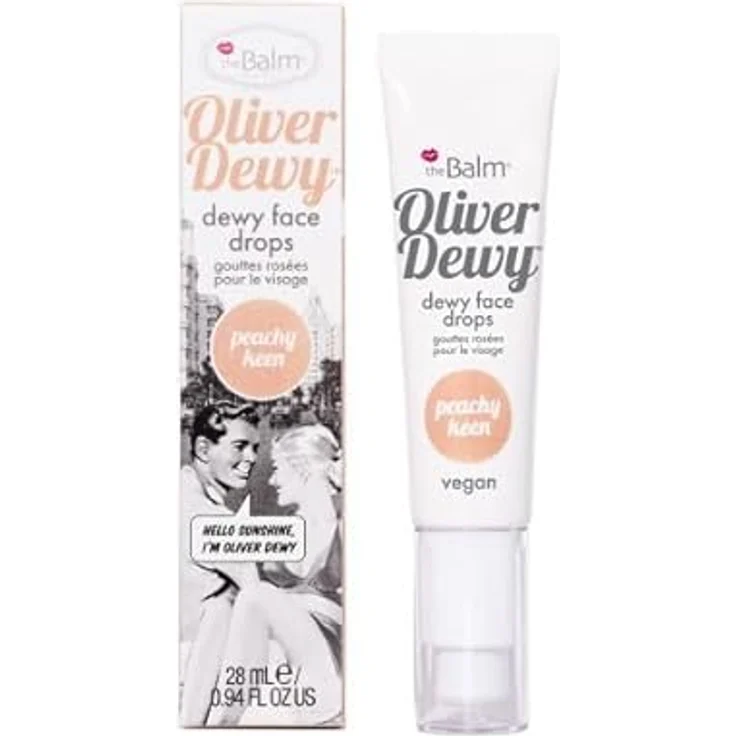 theBalm Oliver Dewy Face Drops, flüssiger Highlighter in Peachy Keen, 28 ml, vegan, hydratisierend, lichtreflektierende Pigmente – Bild 1