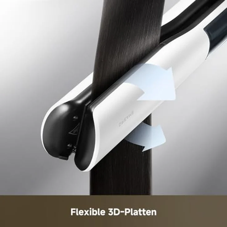 dreame AuraSteam Straight Glätteisen, dampfbetrieben, 5 Temperaturstufen, vergrößertes 35-mm-Panel, flexible 3D-Platten, abnehmbarer Wassertank, für glatte und lockige Frisuren – Bild 3