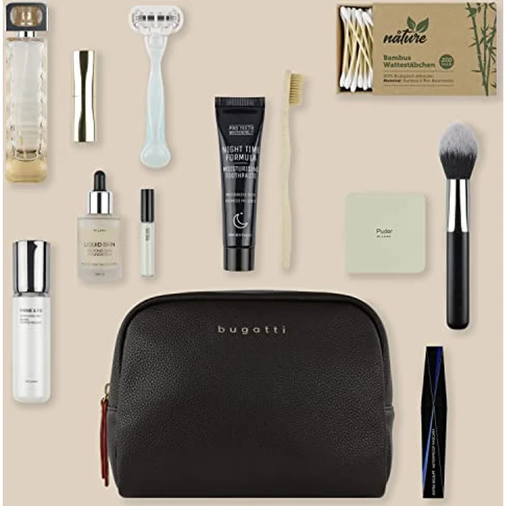 bugatti Ella Kulturbeutel, Kosmetiktasche, Toiletry Bag, Waschtasche, Waschbeutel, Toilettentasche in braun – Bild 4