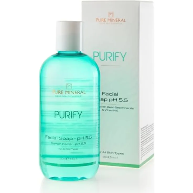 M PURE MINERAL DEAD SEA COSMETICS Pure Mineral pH 5.5 Ausgleichendes Gesichtsseife, Sanfter Reiniger mit Vitamin E, 250ml, Für alle Hauttypen, Ohne Silikone, Sulfate, Parabene