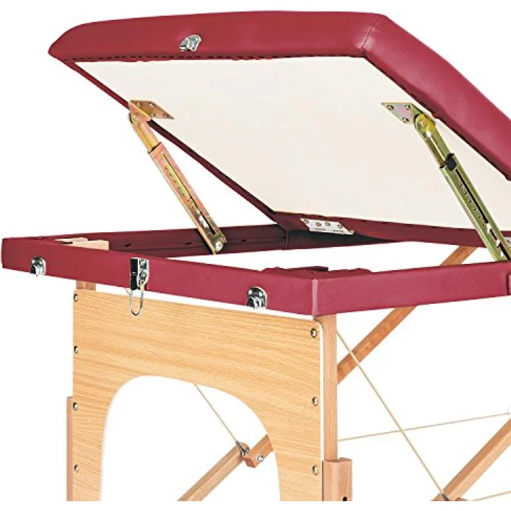 Klarfit MT 500 Massagetisch 210 cm 200 kg klappbar Feinzellschaum Tasche beige Rot – Bild 6