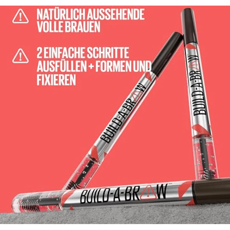 Maybelline Build-A-Brow 2-in-1 Augenbrauenstift und Fixiergel, 1,65 g - ASH BROWN mit 24 Stunden Halt – Bild 3