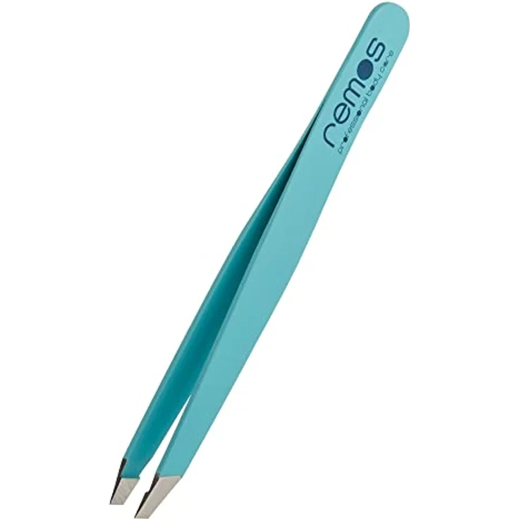 remos professional body care REMOS Profi Pinzette, rostfreier Edelstahl mit extra feinen Spitzen zum Zupfen der Augenbrauen - türkis, inkl. Schutzetui – Bild 1