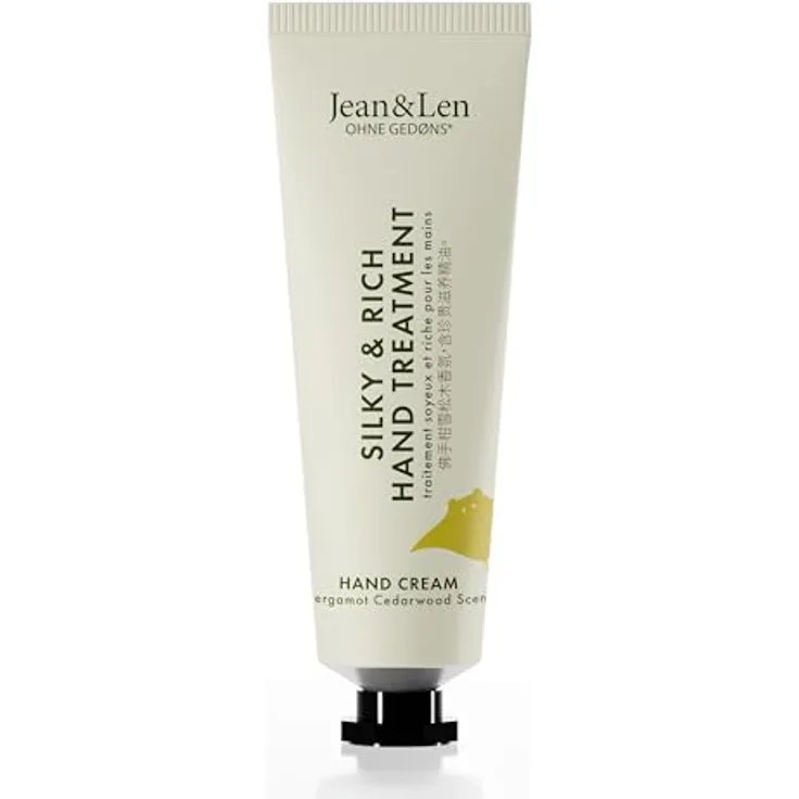 Jean & Len Mini Silky & Rich Hand Treatment, Handcreme mit Bergamot & Cedarwood, 30 ml, vegan, ohne Parabene & Silikone, praktische Reisegröße