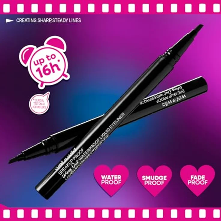 Wet n Wild Breakup Proof Wing Out Eyeliner, wasserfest, Filzstift, Ultra Black, 0.9 ml – Bild 2