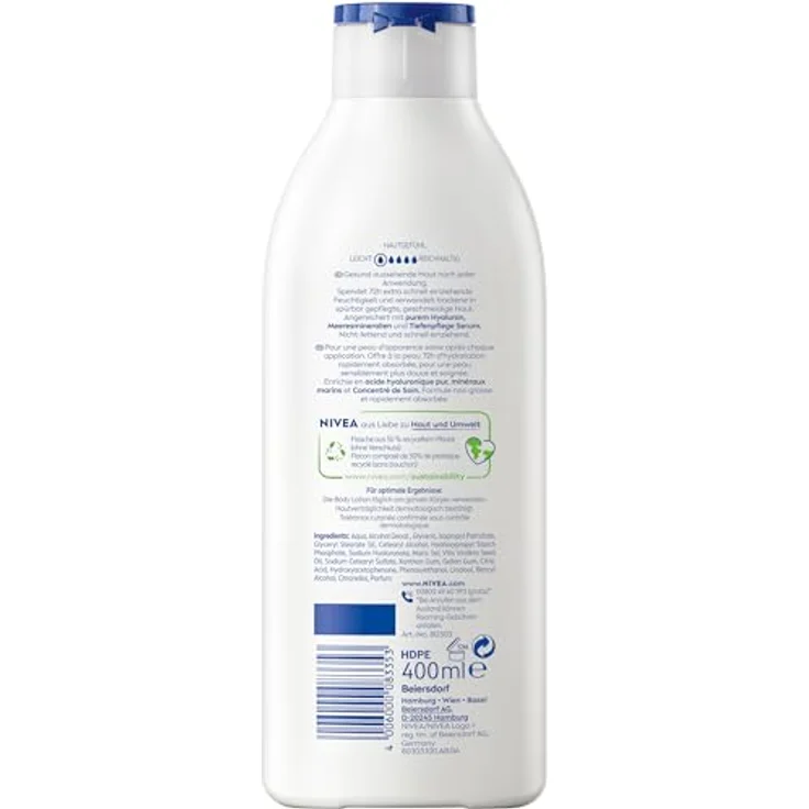 NIVEA Body Express Feuchtigkeit Bodylotion, 400ml, mit Hyaluron und Meeresmineralien, schnell einziehend, nicht-fettend – Bild 10