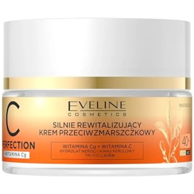 Eveline Cosmetics C-Perfection Intensive Anti-Aging Creme 40+ mit Ferulasäure, Vitamin C und Tri-Kollagen, 50 ml, für Tag- und Nachtgebrauch