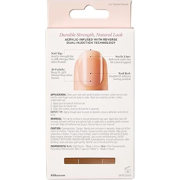 KISS Nude Nails Cashmere, künstliche Fingernägel in Medium, 28 Stück, inklusive Spezialkleber für professionelle Maniküre zuhause – Bild 3