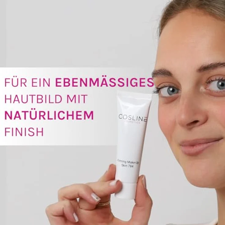 COSLINE Firming Make Up, Hautton anpassend, natürliches Finish für reife Haut, kaschiert Fältchen und Rötungen, 30ml, Made in Germany – Bild 2