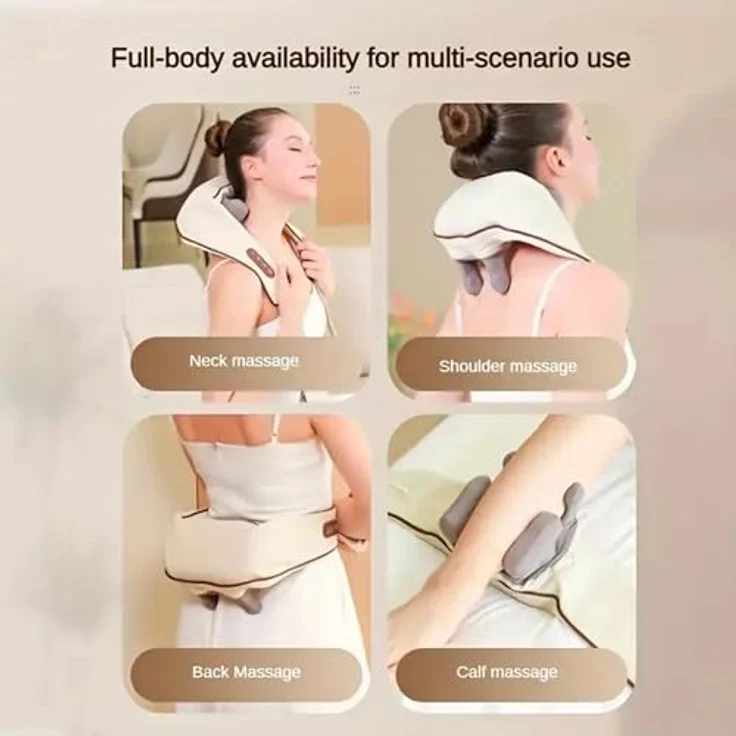 Lalano`S Cosmetics Nacken-Massagegerät 6D Massage Shiatsu-Gerät mit Wärmefunktion, Kabellos, Plüschiges PU-Leder, 6 Massageköpfe, Autoshutdown-Funktion – Bild 8
