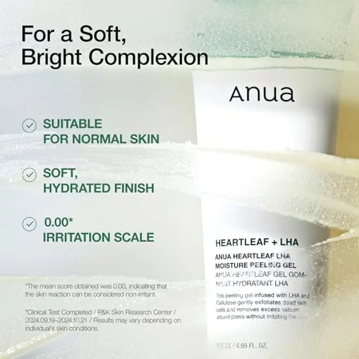 Anua Heartleaf LHA Moisture Peeling Gel, Sanftes 120 ml Gelpeeling für empfindliche Haut mit Akne-Neigung, reinigt und verfeinert die Poren – Bild 5