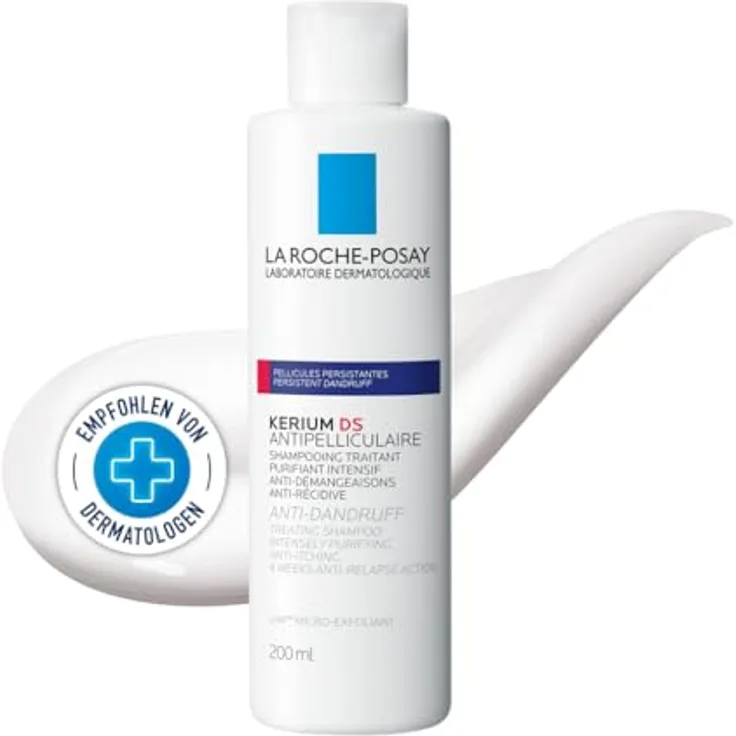 La Roche-Posay Kerium DS Anti-Schuppen, Intensiv Shampoo-Kur bei hartnäckigen Schuppen und starkem Juckreiz, Ultrafeine Textur mit Thermalwasser und 4-wöchiger Anti-Rückfall-Wirkung, 200 ml