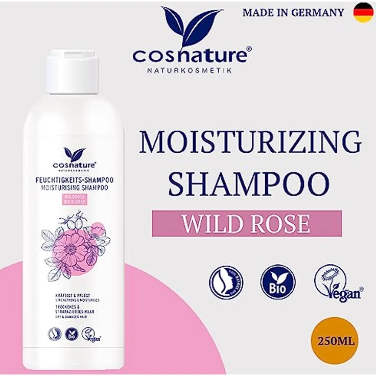 Cosnature Feuchtigkeitsspendendes Shampoo, BIO, rosa, 250 ml – gründliche Reinigung und Pflege für frisches Haar – Bild 2
