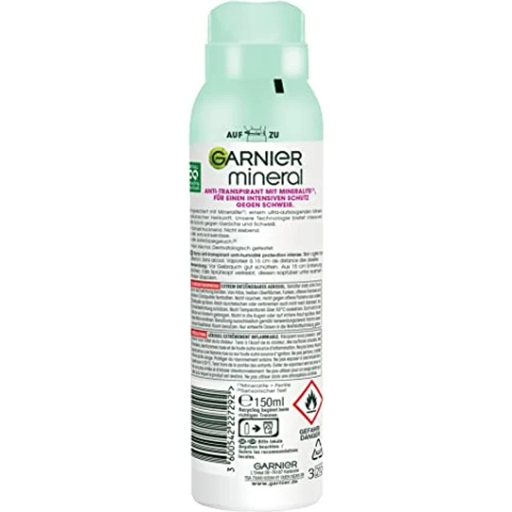 Garnier Mineral UltraDry Spray Anti-Transpirant Deodorant, 150 ml, bis zu 48 Stunden Schutz vor Achselnässe und Gerüchen – Bild 2