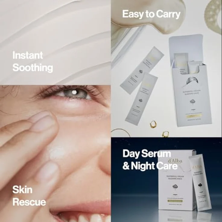 d'Alba Waterfull Vegan Sleeping Pack, Nachtcreme mit Premium-Weiße Trüffel und feuchtigkeitsspendender Gel-Creme-Formel, 50 ml – Bild 4