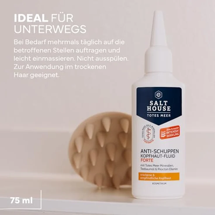Salthouse Totes Meer Therapie Anti-Schuppen Kopfhaut-Fluid Forte, 75ml mit Mineralien und Teebaumöl zur intensiven Pflege und Feuchtigkeitsbindung – Bild 5