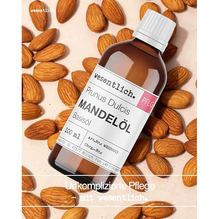wesentlich. Mandelöl 500ml - 100% reines Basisöl für Haut, Haar und Gesicht - perfekte natürliche Pflege ohne Zusatzstoffe – Bild 5