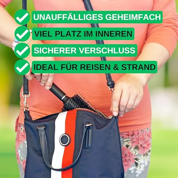 Your Day Mate Haarbürste mit Geheimfach, inkl. 2 wasserdichten + luftdichten Zippern, geheimer Deckel mit Schraubverschluss, Wertsachen Versteck, für unterwegs & Zuhause, Geheimversteck für über 30 Geldscheine – Bild 3