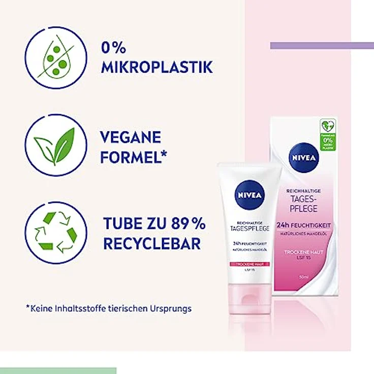 NIVEA Nourishing Tagescreme für trockene Haut, SPF 15, 50 ml, intensiv feuchtigkeitsspendend – Bild 5